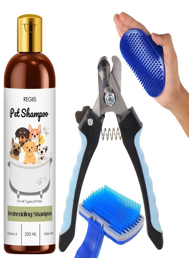 REGIIS Pet Shampoo, Deshedding Formula with Vitamin A and Aloe Vera, 200 ML(Pack of 4) - Image 1